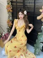 French Rose Lace Floral Cami Maxi Dress - Image 13