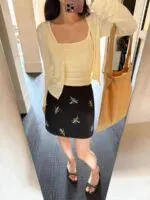 Embroidered High Waist A-Line Mini Skirt - Image 6