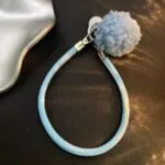 White Fluffy Plush Lanyard Keychain Strap - Image 3