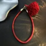 White Fluffy Plush Lanyard Keychain Strap - Image 6