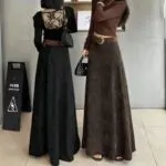 French High-Waist Textured Maxi Skirt - Image 9