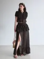 Rose Floral Slit Maxi Dress - Image 3