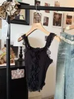 Lace Panel Off-Shoulder Knit Top - Image 3
