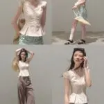 Lace V-Neck Slim Fit Waist Shirt - Image 5