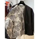 Reversible Chinese Print PU Leather Jacket - Image 5