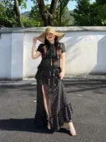 Rose Floral Slit Maxi Dress - Image 6
