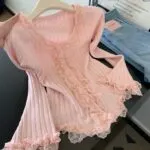 Lace Panel Off-Shoulder Knit Top - Image 8