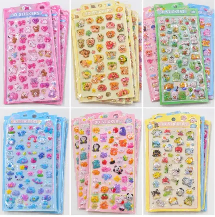 Cute 3D Puffy Stickers – Kawaii Cartoon & Food-Themed Decorative Sticker Sheets