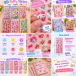 Cute 3D Puffy Cartoon Stickers | Kawaii Waterproof Decorative Stickers for Kids & Stationery - Image 7