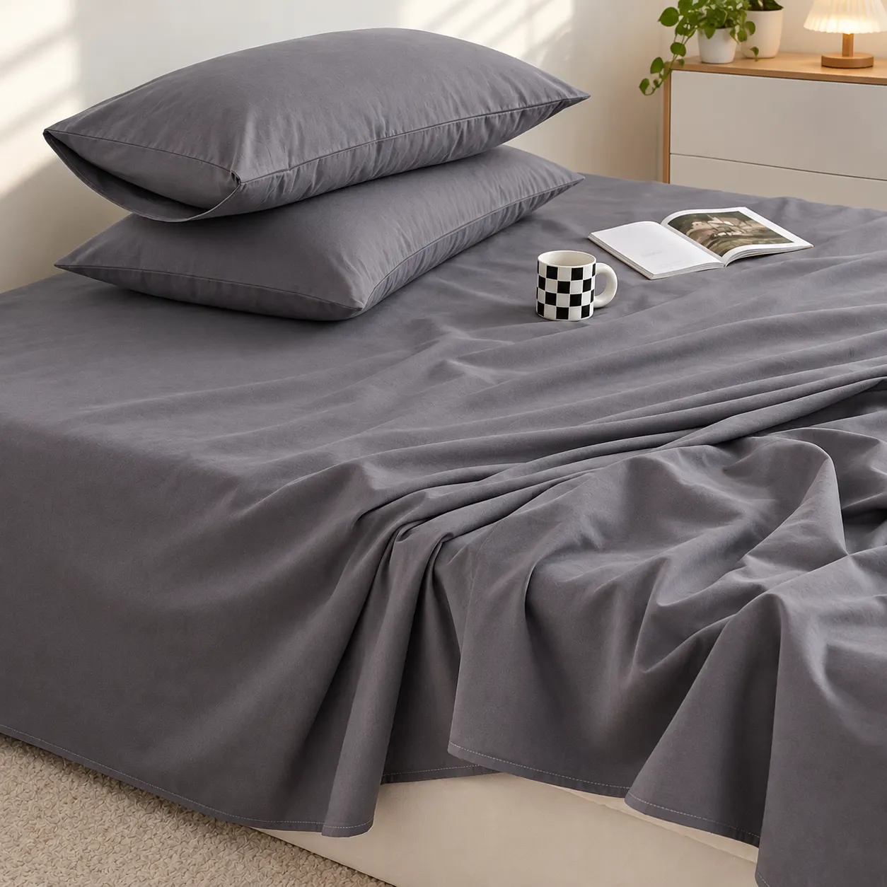 Sneha2 Cotton Brushed Bed Sheet Set - Image 1