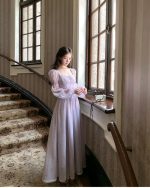 Women’s Lilac Square-Neck Long-Sleeve Maxi Dress - Image 9