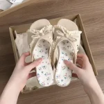 Women’s Floral Bow Platform Slides - Image 2
