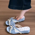 Women’s Floral Bow Platform Slides - Image 5