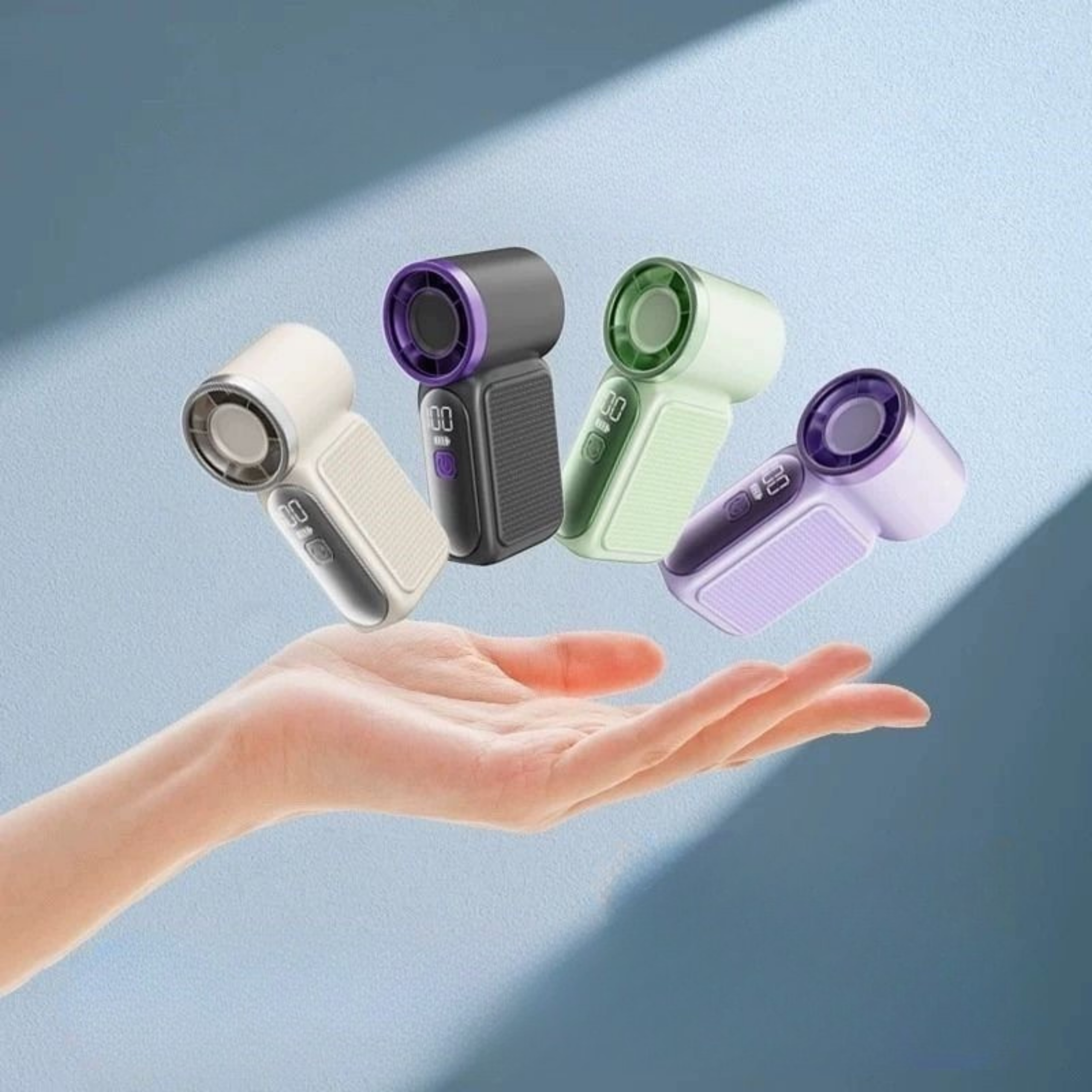 Untitled design (25) Mini Smart Digital Display Handheld Fan – 100-Speed Portable Pocket Fan - Image 1