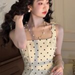 Elegant French Vintage Polka Dot Maxi Dress - Image 3