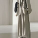 Plus Size Striped Blazer & Wide-Leg Pants Set
