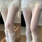 Milky White Cable Knit Sheer Tights