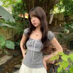Sweet Bow Detail Square Neck Lace Puff Sleeve Top - Image 7