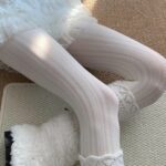 Milky White Cable Knit Sheer Tights - Image 3