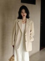 Relaxed French-Style Casual Suit Jacket - Image 2