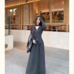 French Red V-Neck Knit Top & Skirt Set - Image 6