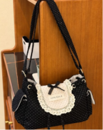 Korean Sweet Lace Polka Dot Bow Shoulder Bag - Image 6