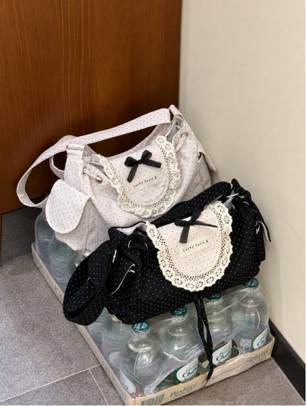 Korean Sweet Lace Polka Dot Bow Shoulder Bag