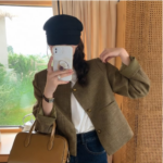 Korean Chic Tweed Style Long Sleeve Cropped Jacket - Image 7