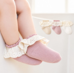 Baby Girls Cotton Lace Trim Non-Slip Ankle Socks - Image 5