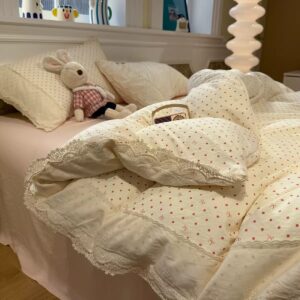 French Lace Trim Cotton Bedding Set