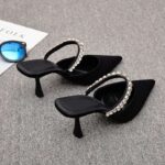 Pointed-Toe Rhinestone Strap Heels - Image 5