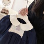 Baby Girl Peter Pan Collar Rabbit Embroidered Dress - Image 2