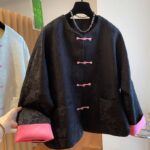 Women’s Jacquard Jacket with Pink Frog Buttons - Image 4