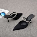 Pointed-Toe Rhinestone Strap Heels - Image 3