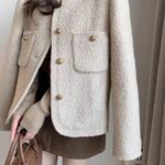 Women’s Round-Neck Tweed Jacket with Quilted Lining