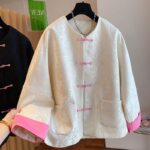 Women’s Jacquard Jacket with Pink Frog Buttons - Image 2