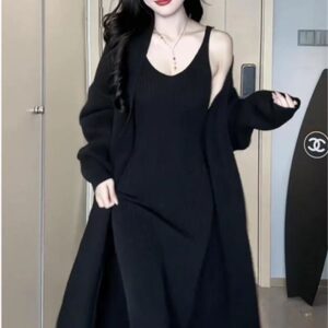 Knit Cardigan and Bodycon Sweater Dress Set