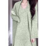 Knit Cardigan and Bodycon Sweater Dress Set - Image 4