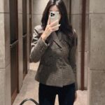 Houndstooth Double-Breasted Blazer & Skirt Set - Image 7