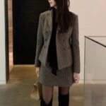Houndstooth Double-Breasted Blazer & Skirt Set - Image 8