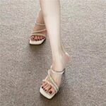 Square-Toe Rhinestone High Heel Mule - Image 9