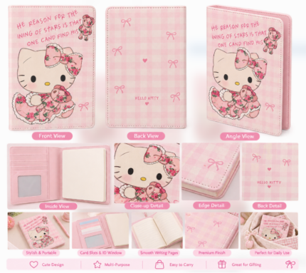 Cute Cartoon Floral Bow Notebook Cover