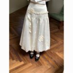 Embroidered High-Waist Puff Midi Skirt - Image 3