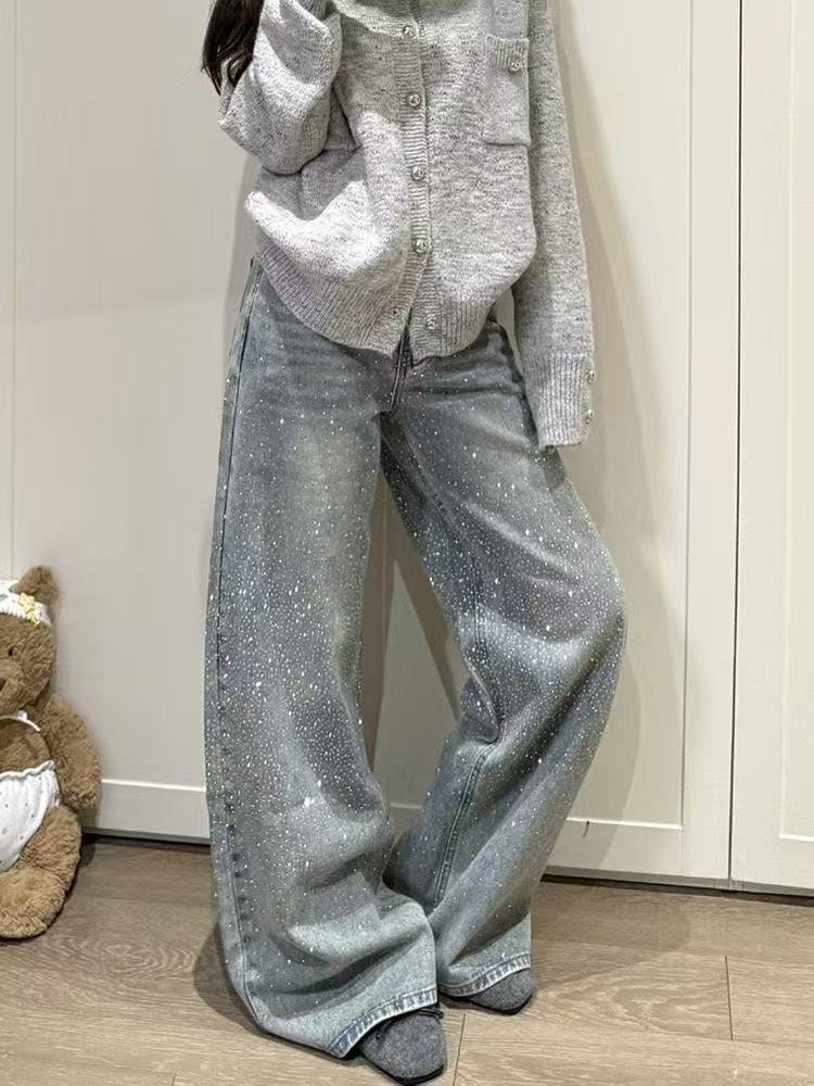 c0c347fa-0cd3-4992-9824-83ae4e09c4ab Rhinestone High-Waist Straight-Leg Jeans - Image 1
