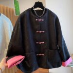 Women’s Jacquard Jacket with Pink Frog Buttons - Image 3