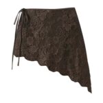 Lace Tie-Up Layered Mini Skirt