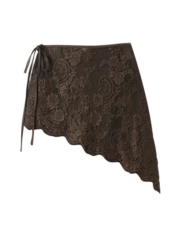dd51b08e-fd24-42ea-989e-059525af36f2 Lace Tie-Up Layered Mini Skirt - Image 1