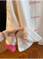 Women’s Jacquard Jacket with Pink Frog Buttons - Image 6