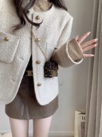 Women’s Round-Neck Tweed Jacket with Quilted Lining - Image 8